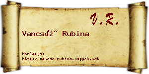 Vancsó Rubina névjegykártya